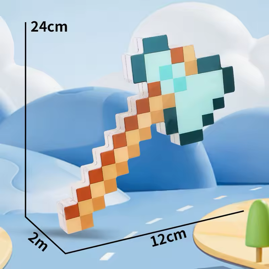 Minecraft Diamond Axe with Led Light Blue