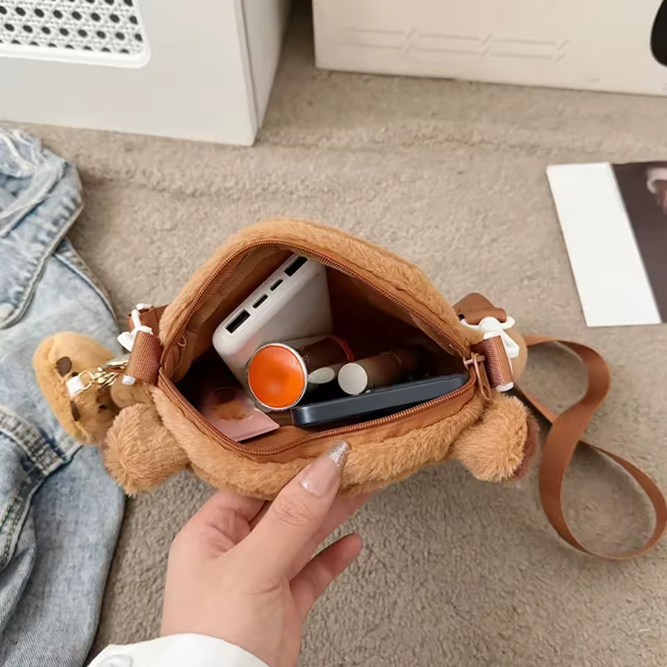 Capybara Crossbody Bag with Transparent Pocket