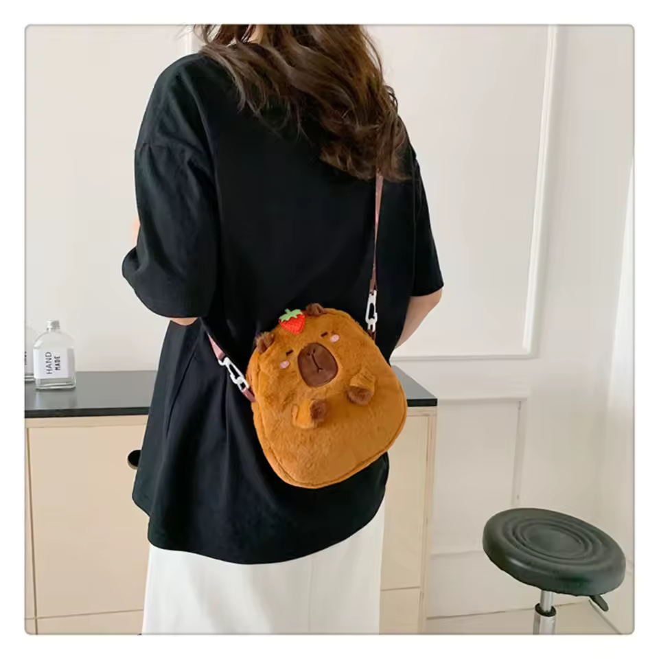 Strawberry Capybara Crossbody Bag