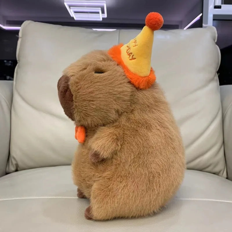 Capybara Plush Toy with Birthday Hat