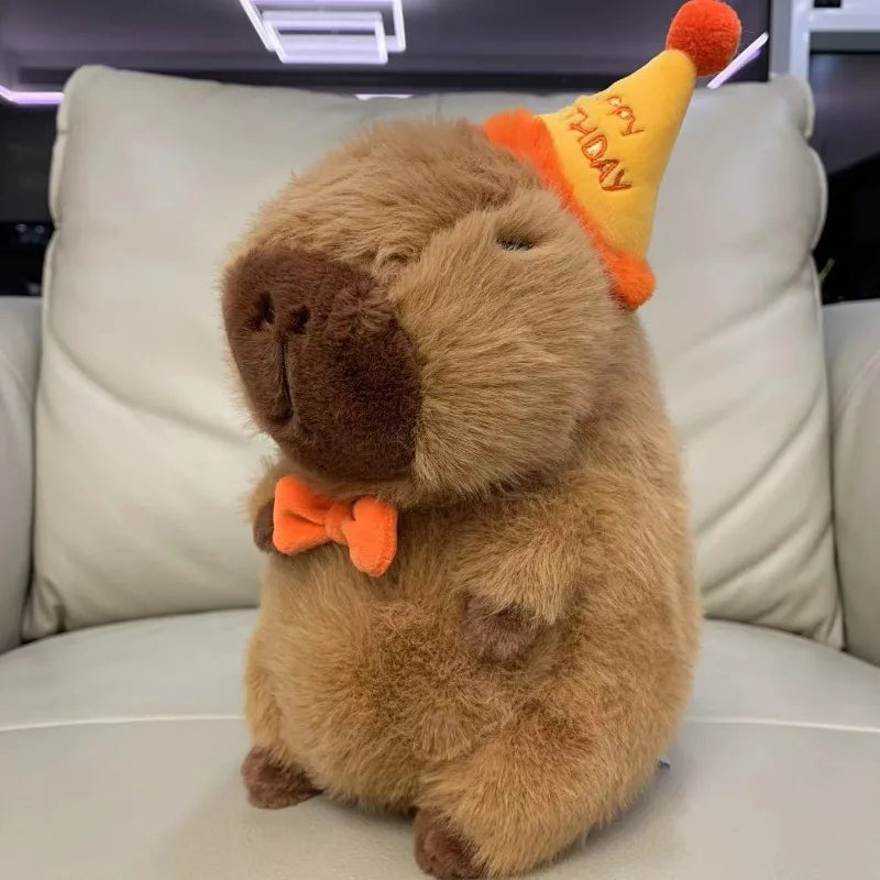 Capybara Plush Toy with Birthday Hat