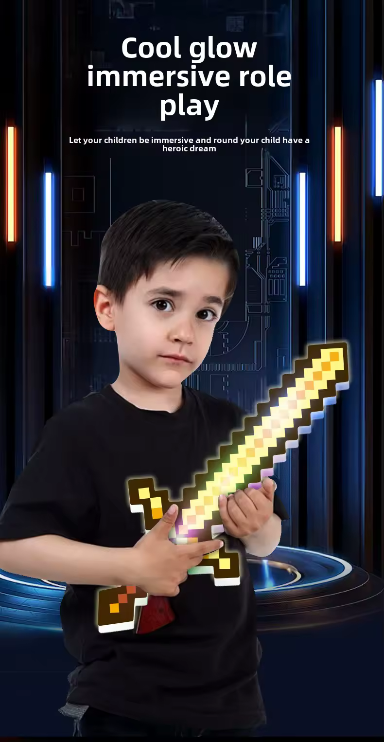 Minecraft Pixel LED Diamond Sword - Yellow