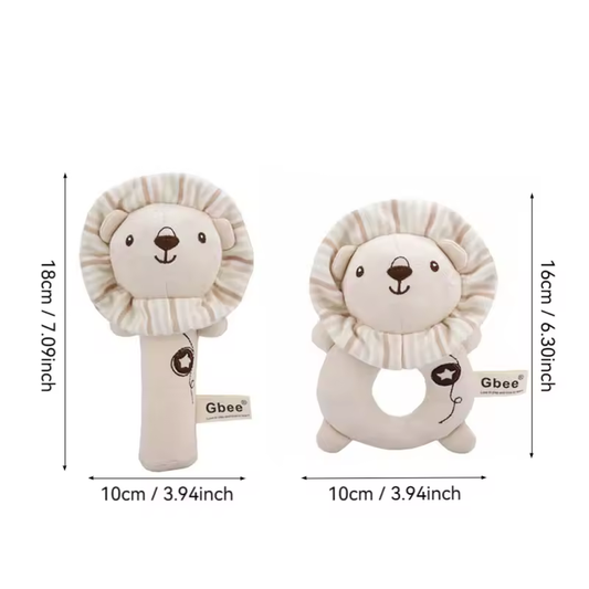 Organic Cotton Hand Rattle Baby Soothing Toy - Lion
